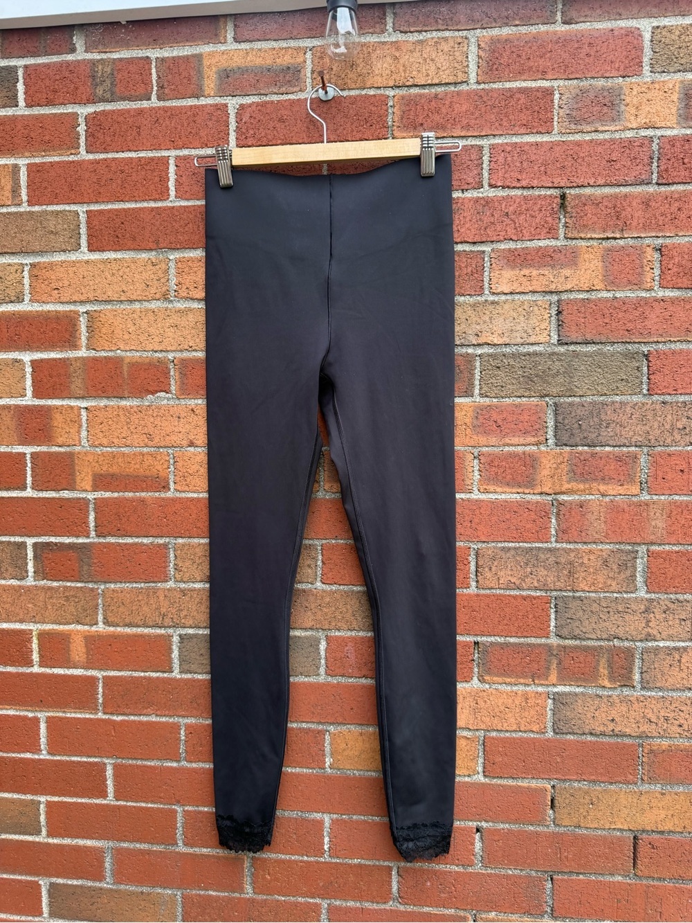 Savage X Fenty Black High Waist Lace Trim Leggings Size Small